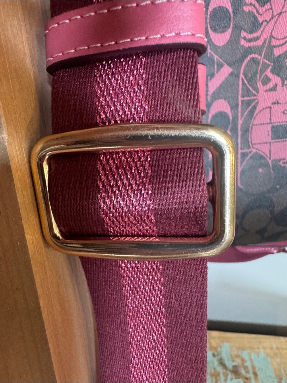 Coach New York Brown Signature Canvas Shoulder Bag with Pink Accents - Picture 2 of 10